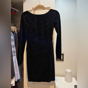 Black long sleeve velvet dress
